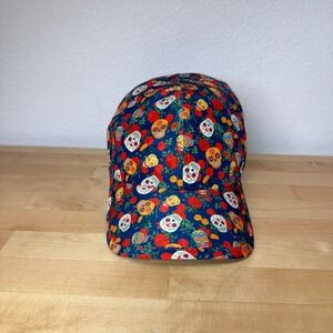 Sprints Sugar Skull Performance Running Hat Navy Blue Floral Adjustable OSFM